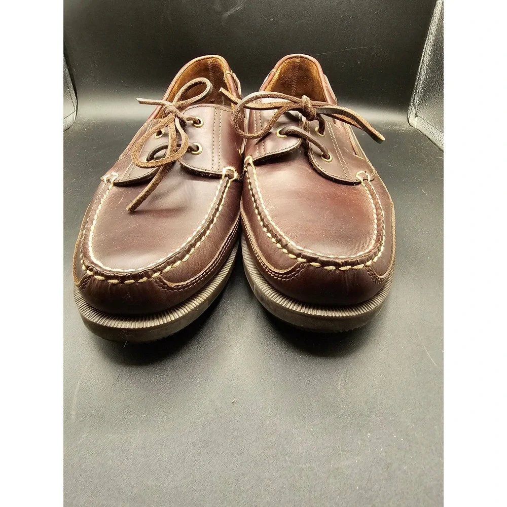 Bass Mens Leather Boat Shoes 13M Brown Mahogany Deck Shoes 0337 Made in Brazil
